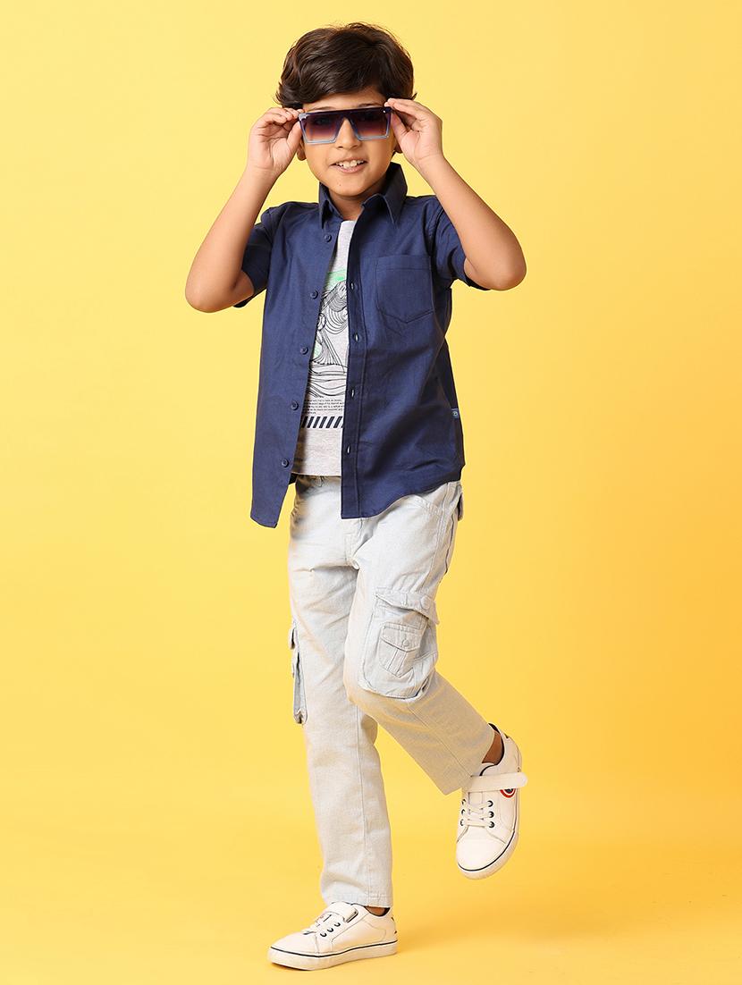 boys grey printed cargos - 21266201 - Standard Image - 4