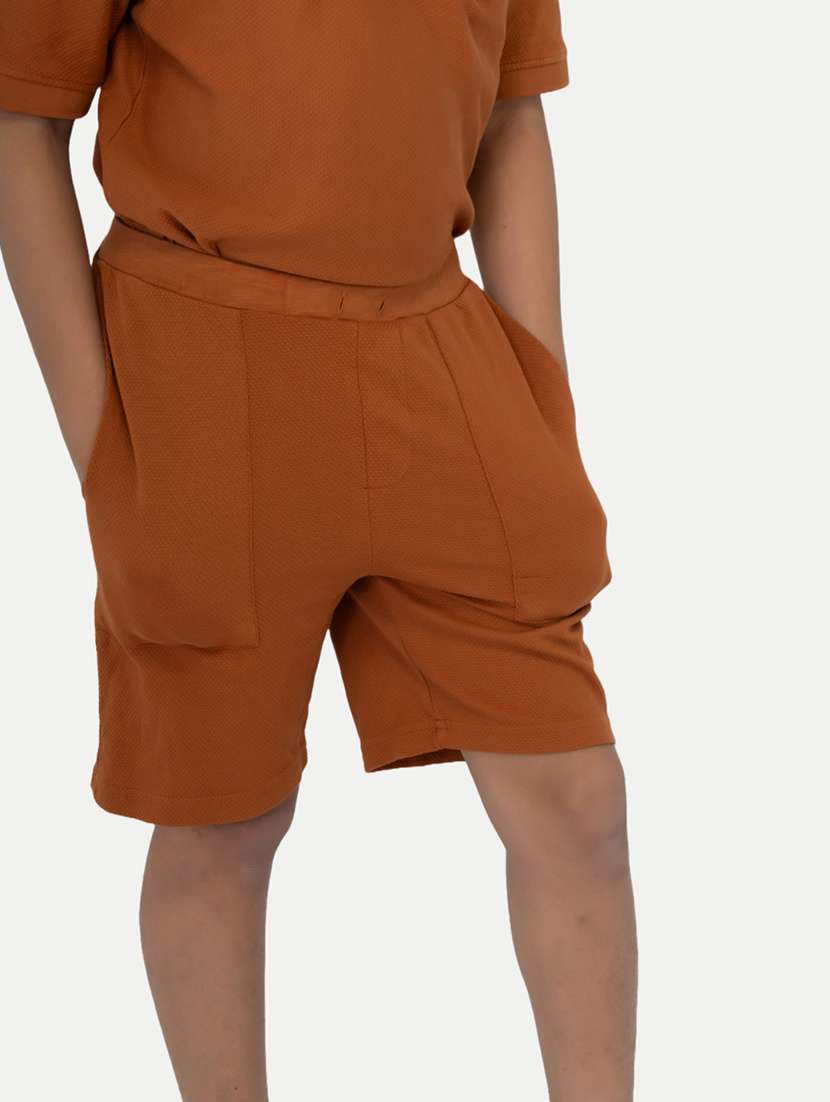 rust cotton shorts 
