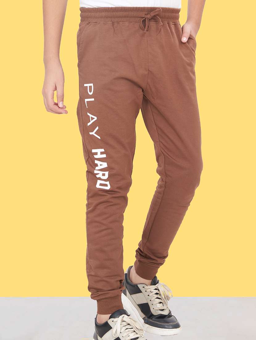 boys brown cotton joggers