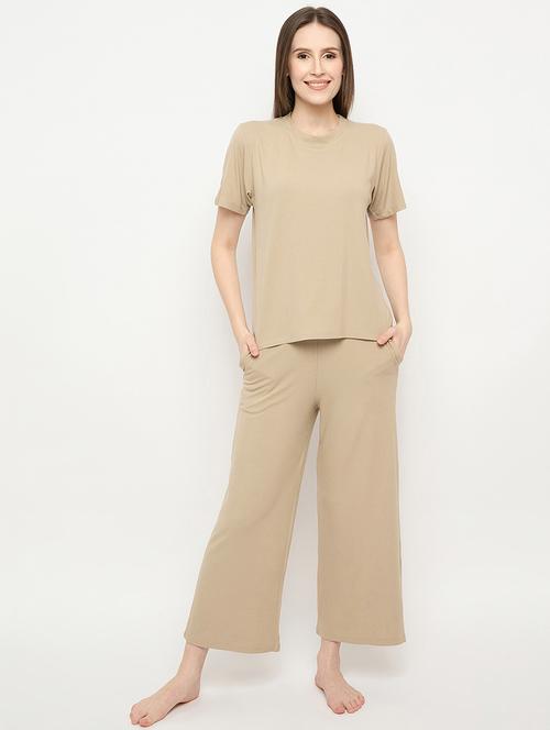 women solid pyjama nightwear set - 21268549 - Standard Image - 0