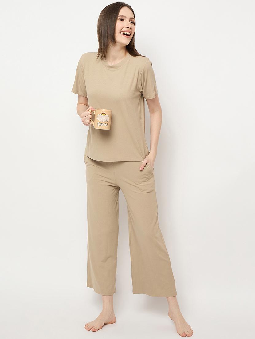 women solid pyjama nightwear set - 21268549 - Standard Image - 4