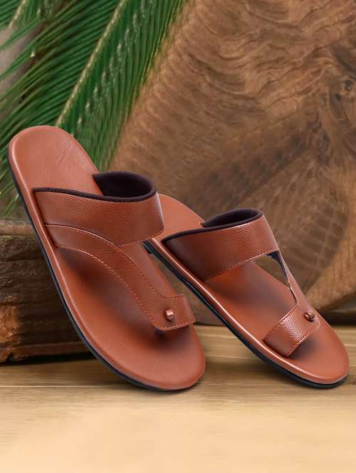 tan leatherette slip on slippers