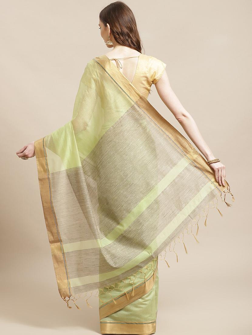 green liva banarasi saree with blouse - 21271383 -  Standard Image - 1