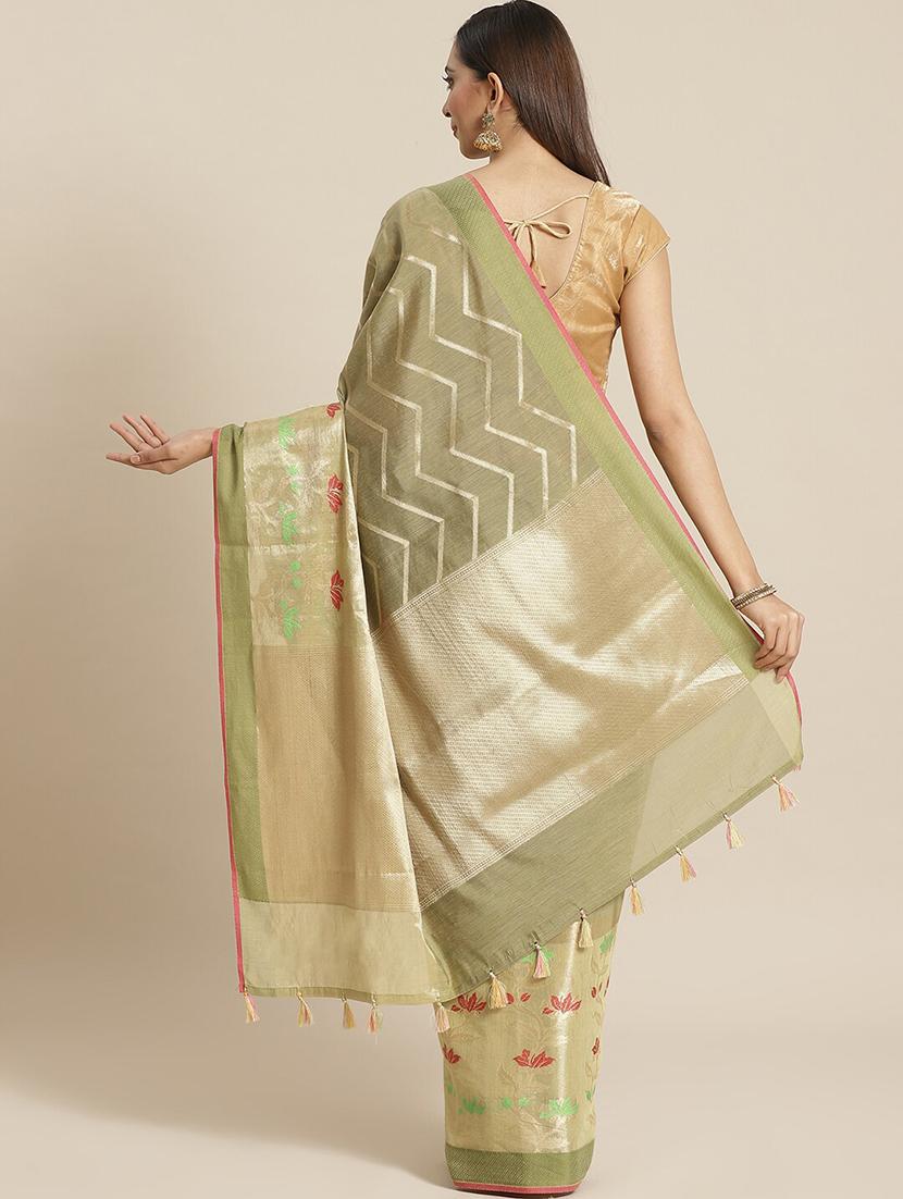 olive liva banarasi saree with blouse - 21271392 - Standard Image - 1