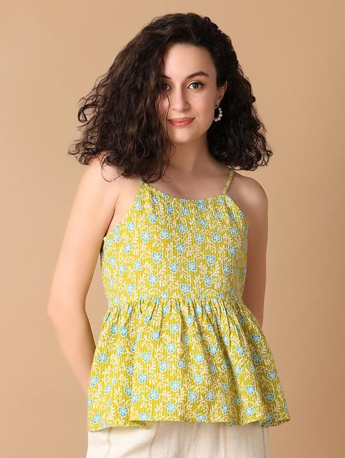 women sleeveless floral printed peplum top - 21272661 - Standard Image - 0