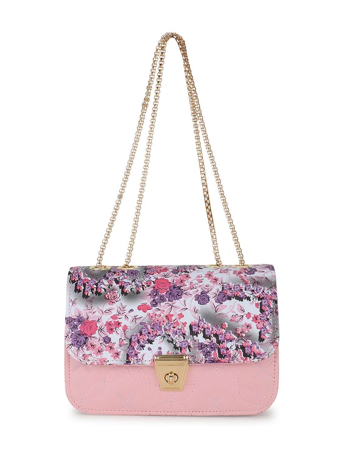 peach leatherette (pu) sling bag