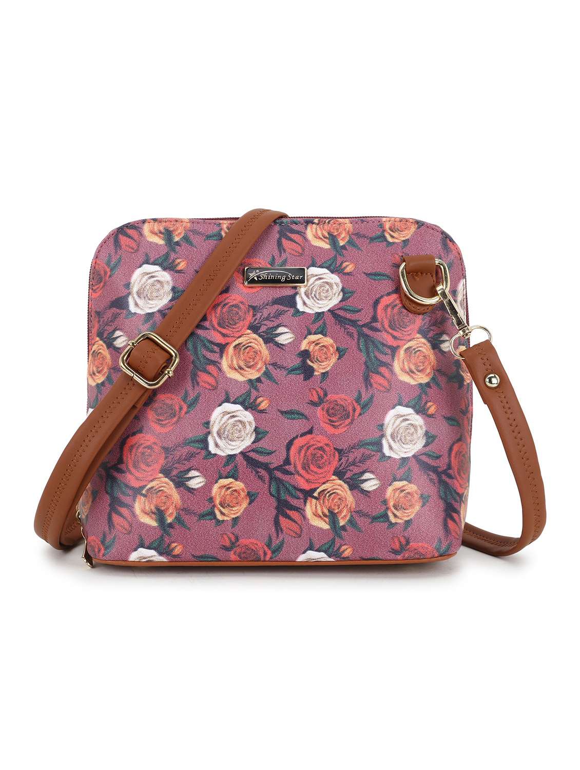 maroon leatherette (pu) sling bag