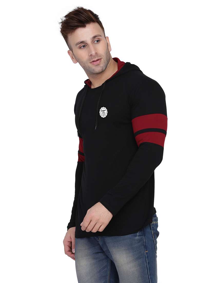 men color block hood neck t-shirt - 21274683 -  Standard Image - 1