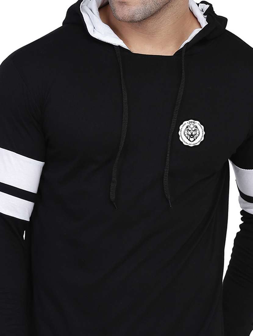 men color block hood neck t-shirt - 21274687 -  Standard Image - 4