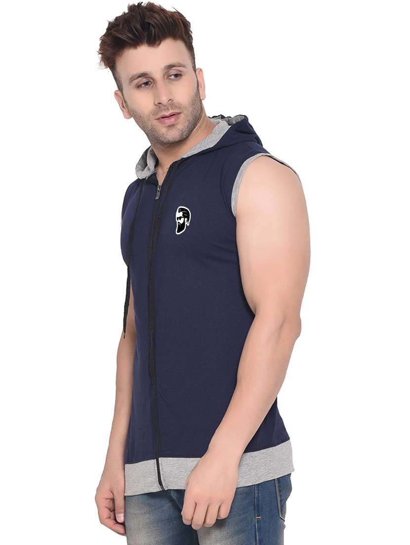 men plain sleeveless hood neck t-shirt - 21274737 -  Standard Image - 1