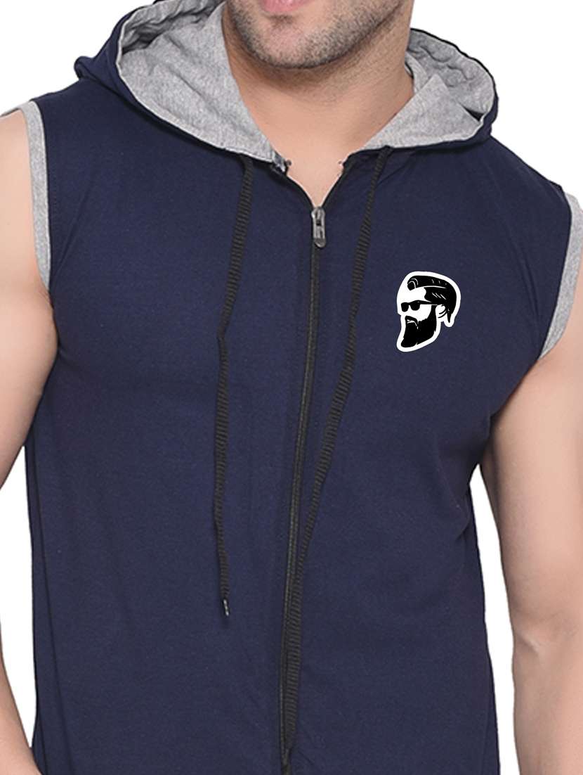 men plain sleeveless hood neck t-shirt - 21274737 -  Standard Image - 4