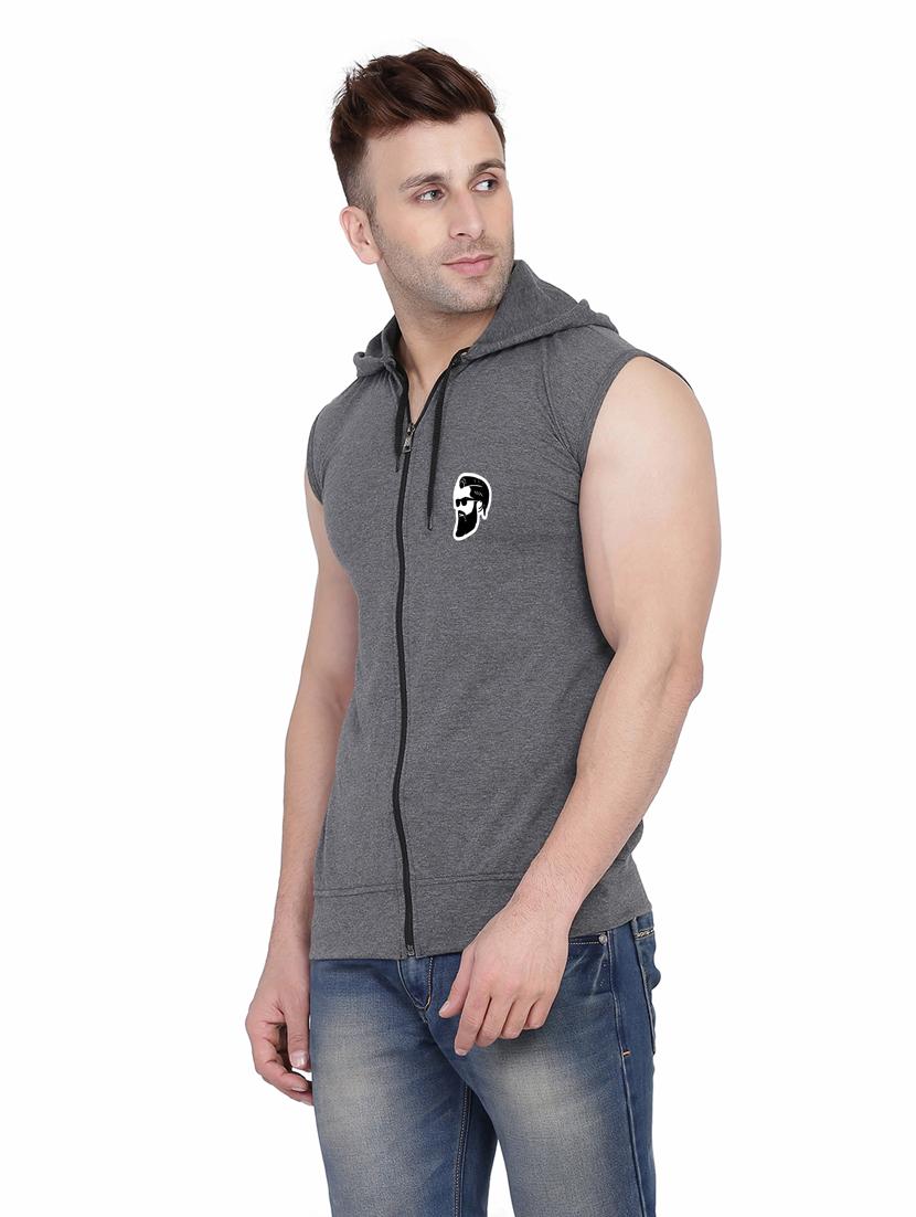men plain sleeveless hood neck t-shirt - 21274928 - Standard Image - 1