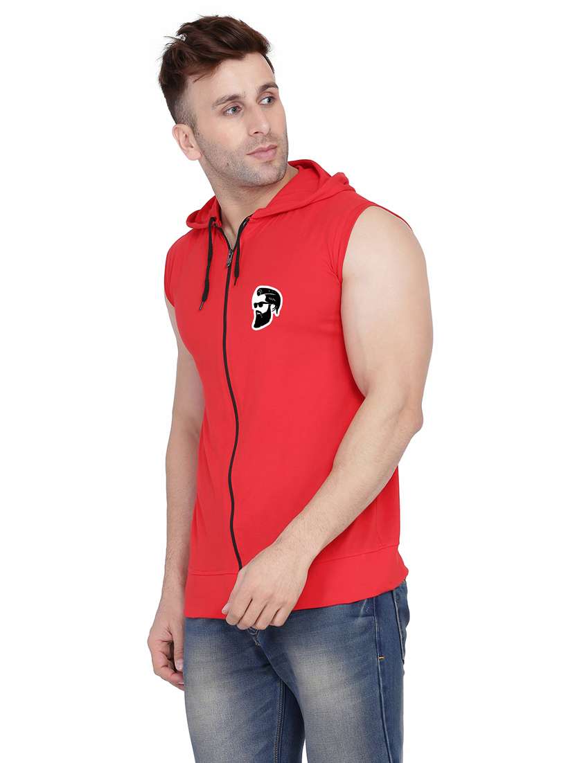 men plain sleeveless hood neck t-shirt - 21274932 -  Standard Image - 1