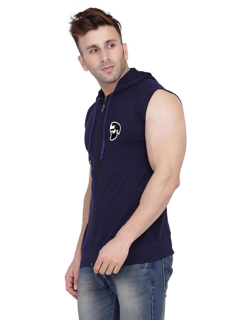 men plain sleeveless hood neck t-shirt - 21274933 -  Standard Image - 1