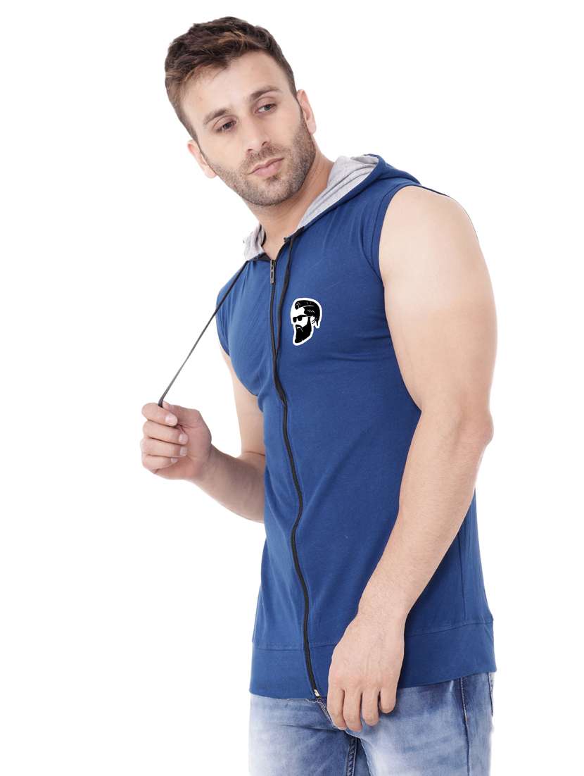 men plain sleeveless hood neck t-shirt - 21274935 -  Standard Image - 1