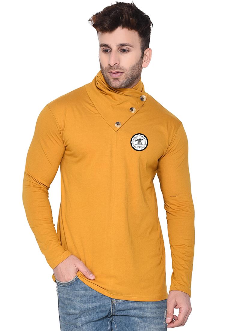 men plain high neck t-shirt - 21274939 - Standard Image - 1