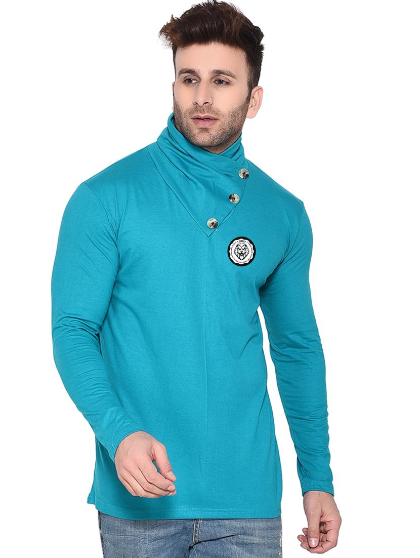 men plain high neck t-shirt - 21274949 - Standard Image - 1