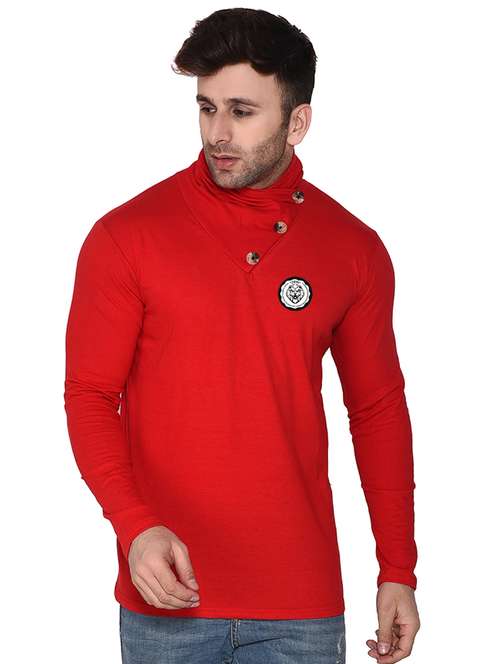 men plain high neck t-shirt - 21274954 -  Standard Image - 0