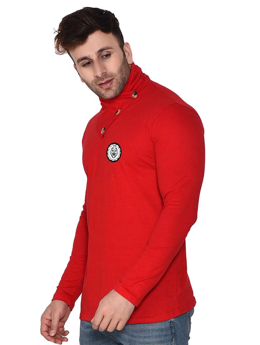 men plain high neck t-shirt - 21274954 -  Standard Image - 1