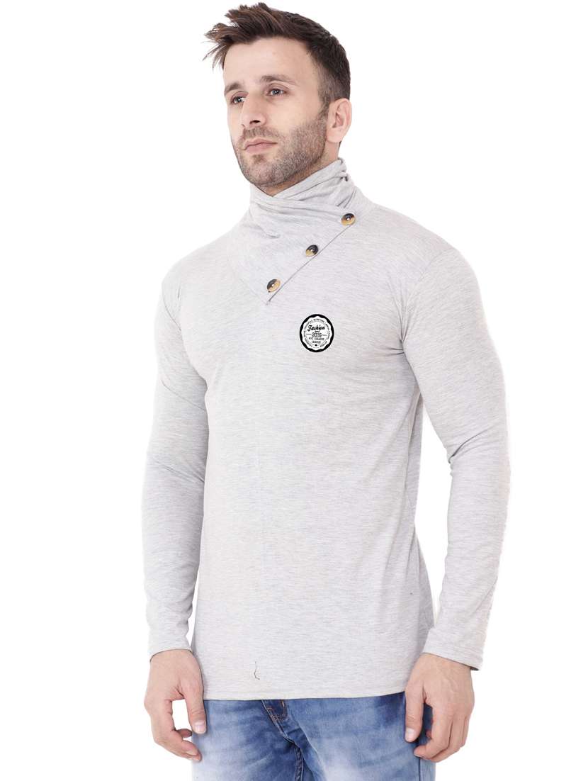 men plain high neck t-shirt - 21274958 - Standard Image - 1