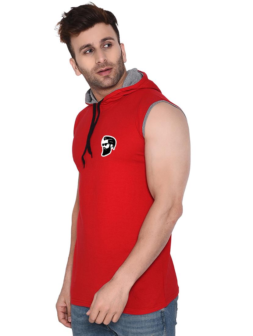 men plain sleeveless hood neck t-shirt - 21274987 - Standard Image - 1