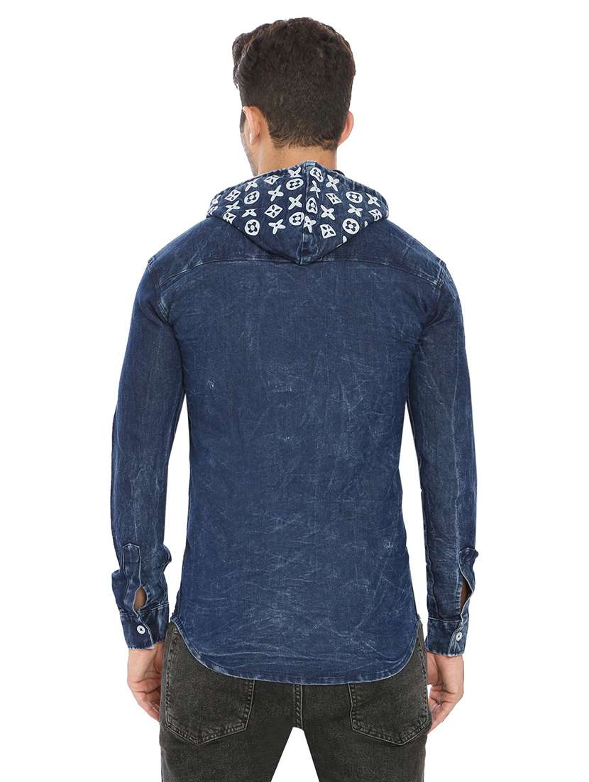 men printed hood neck casual shirt - 21275075 - Standard Image - 4