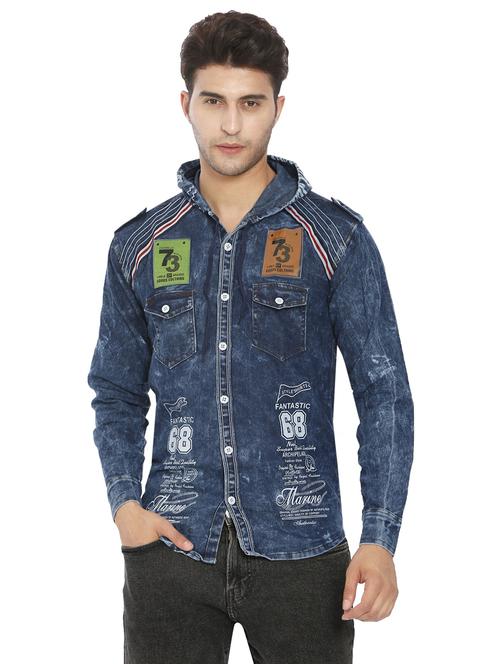 blue denim casual shirt - 21275084 - Standard Image - 0