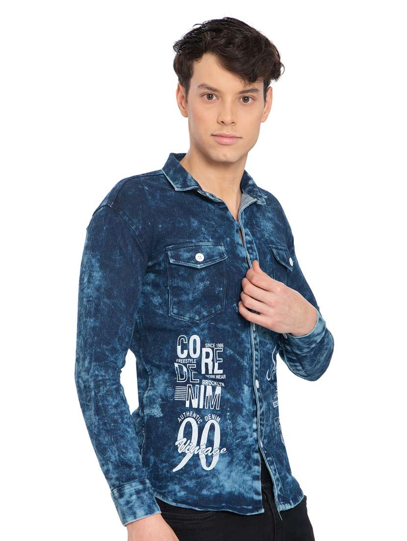 blue denim casual shirt - 21275096 -  Standard Image - 1