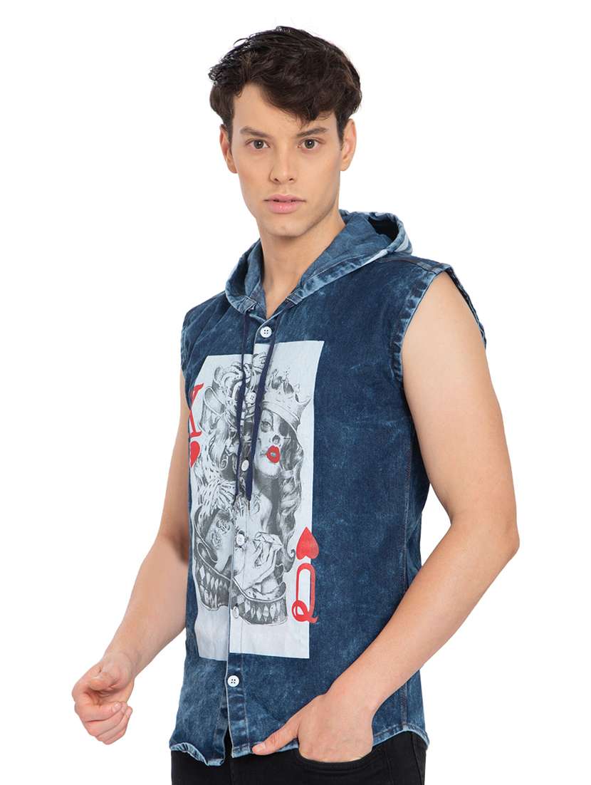 men printed sleeveless casual shirt - 21275097 -  Standard Image - 1