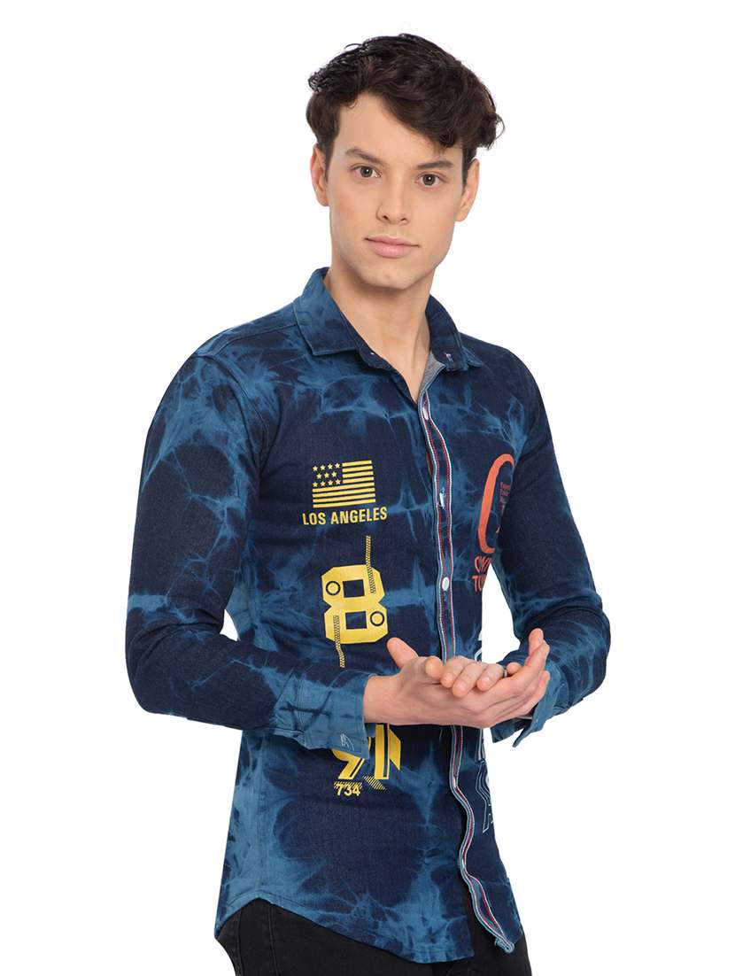 blue denim casual shirt - 21275098 - Standard Image - 1