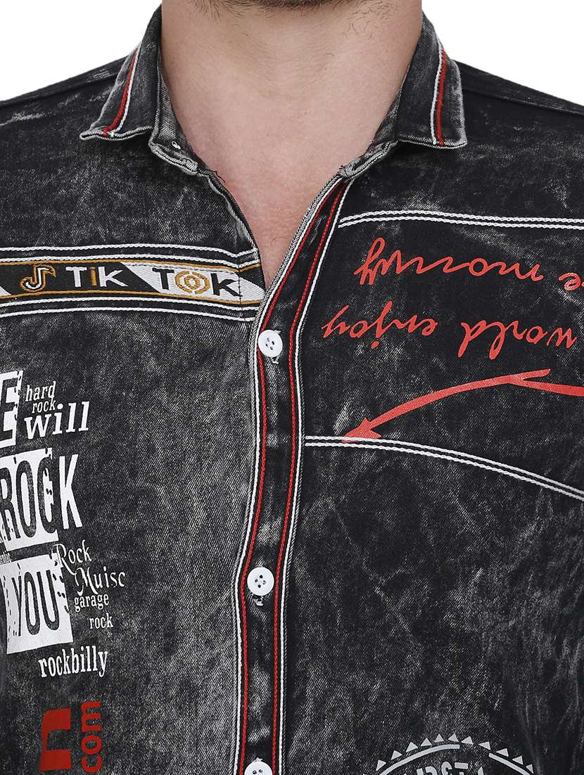 black denim casual shirt - 21275110 - Standard Image - 4