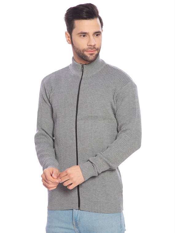 men grey self design cardigans - 21275141 -  Standard Image - 1