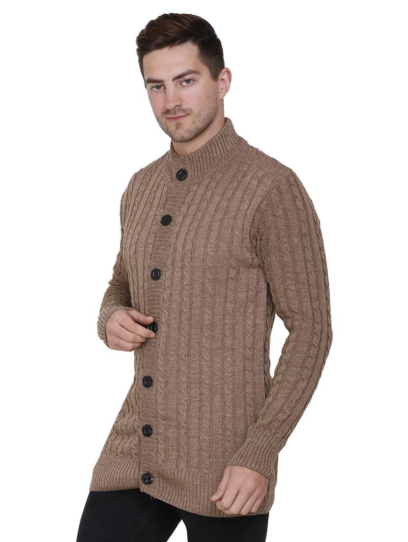 men self design cardigans - 21275145 - Standard Image - 1