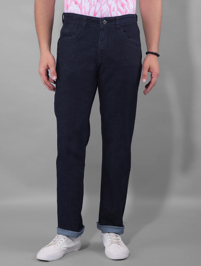 men mid rise plain denim jeans