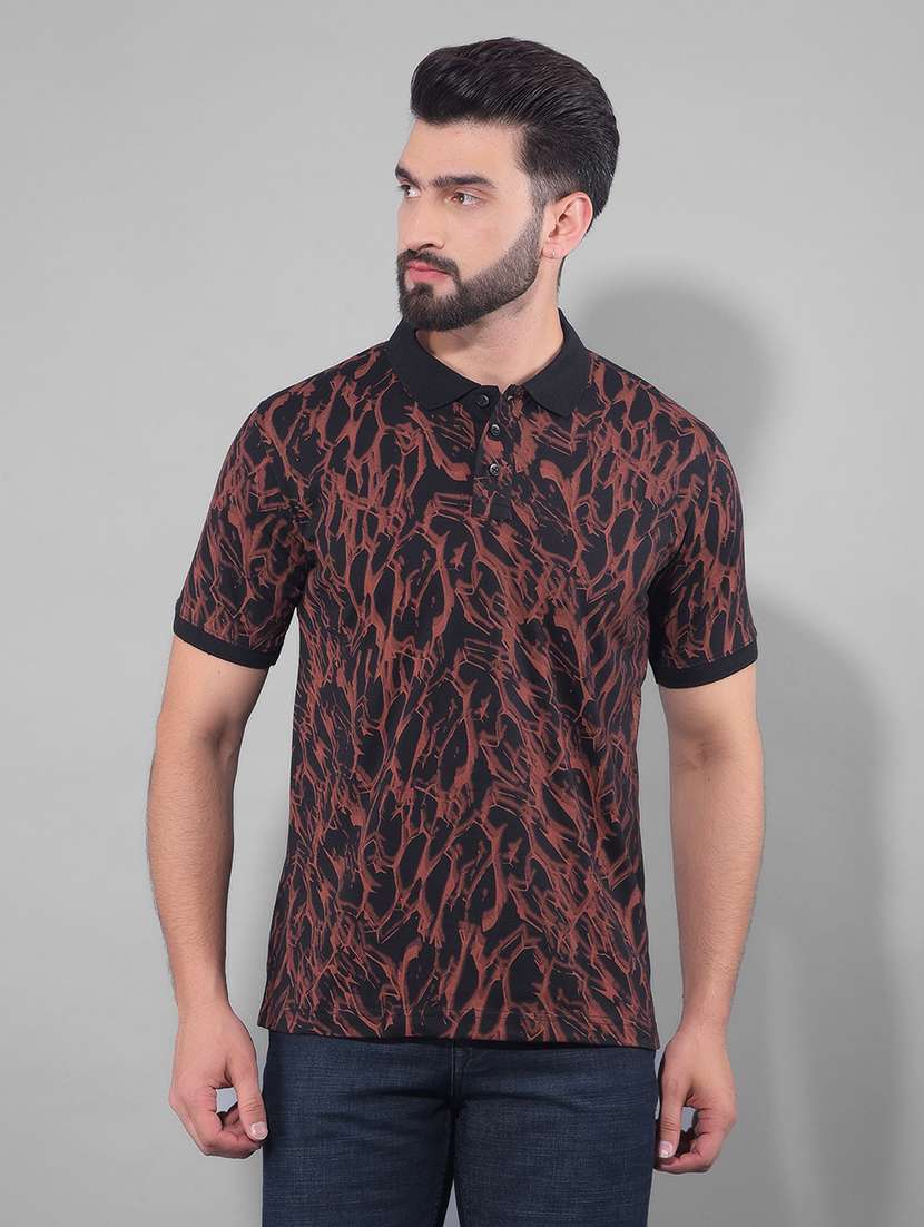 men all over print polo t-shirt