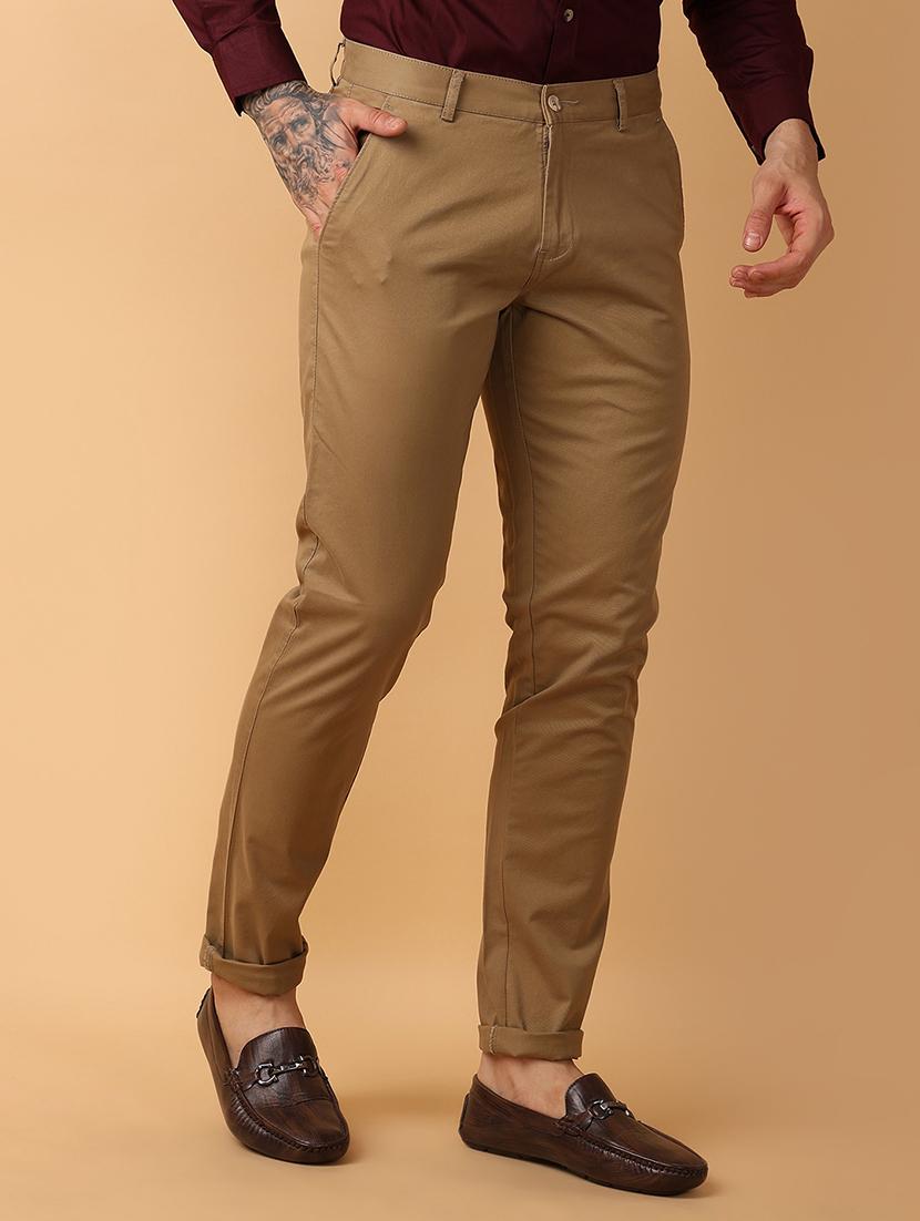 khaki cotton chinos casual trousers - 21275256 -  Standard Image - 1