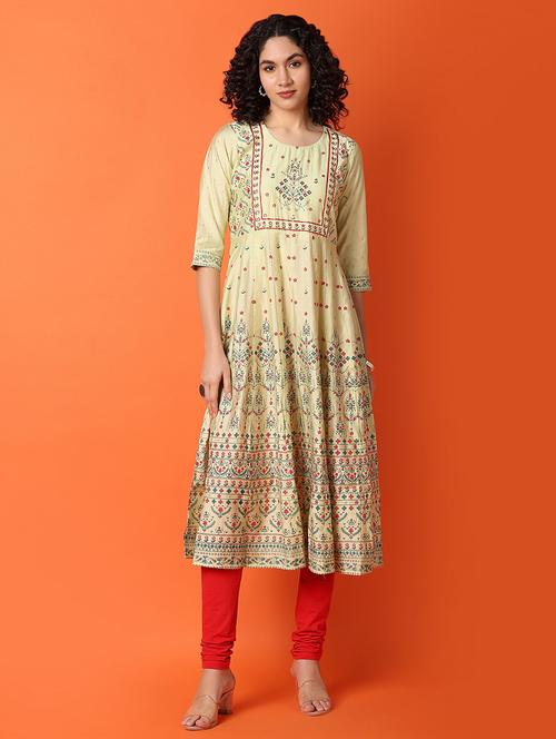 women three quarter sleeve anarkali kurta - 21275273 - Standard Image - 0