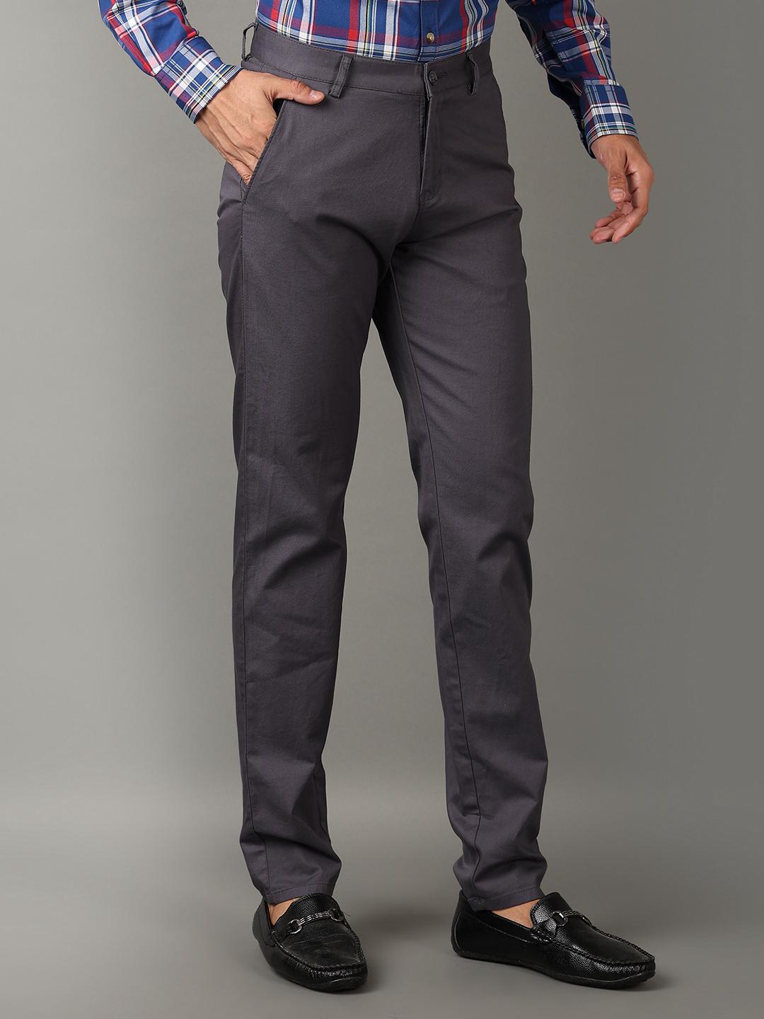 grey cotton chinos casual trousers - 21275283 -  Standard Image - 1