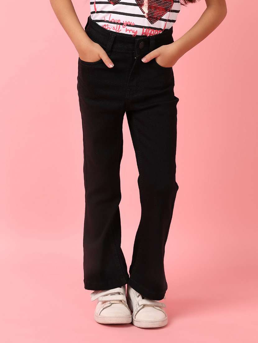 girls mid rise plain jeans