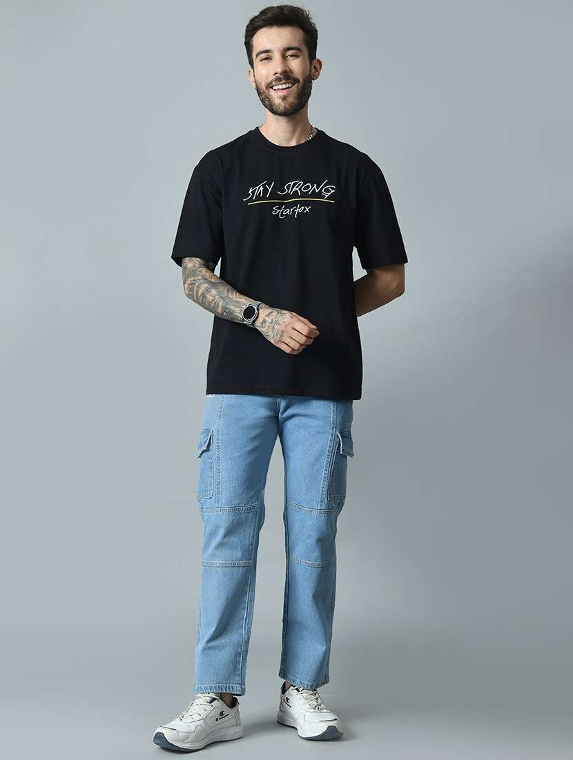 Black Cotton Back Print T-shirt - 21275446 -  Standard Image - 4