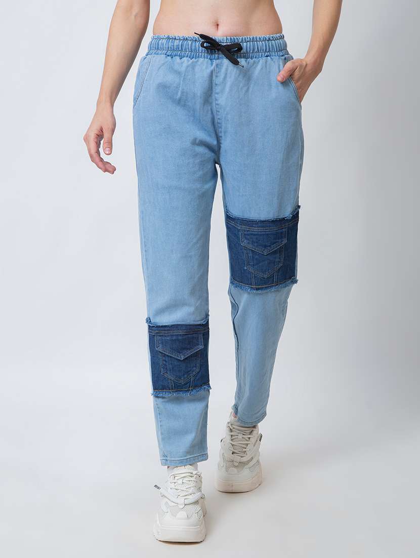 women light blue cotton jeans