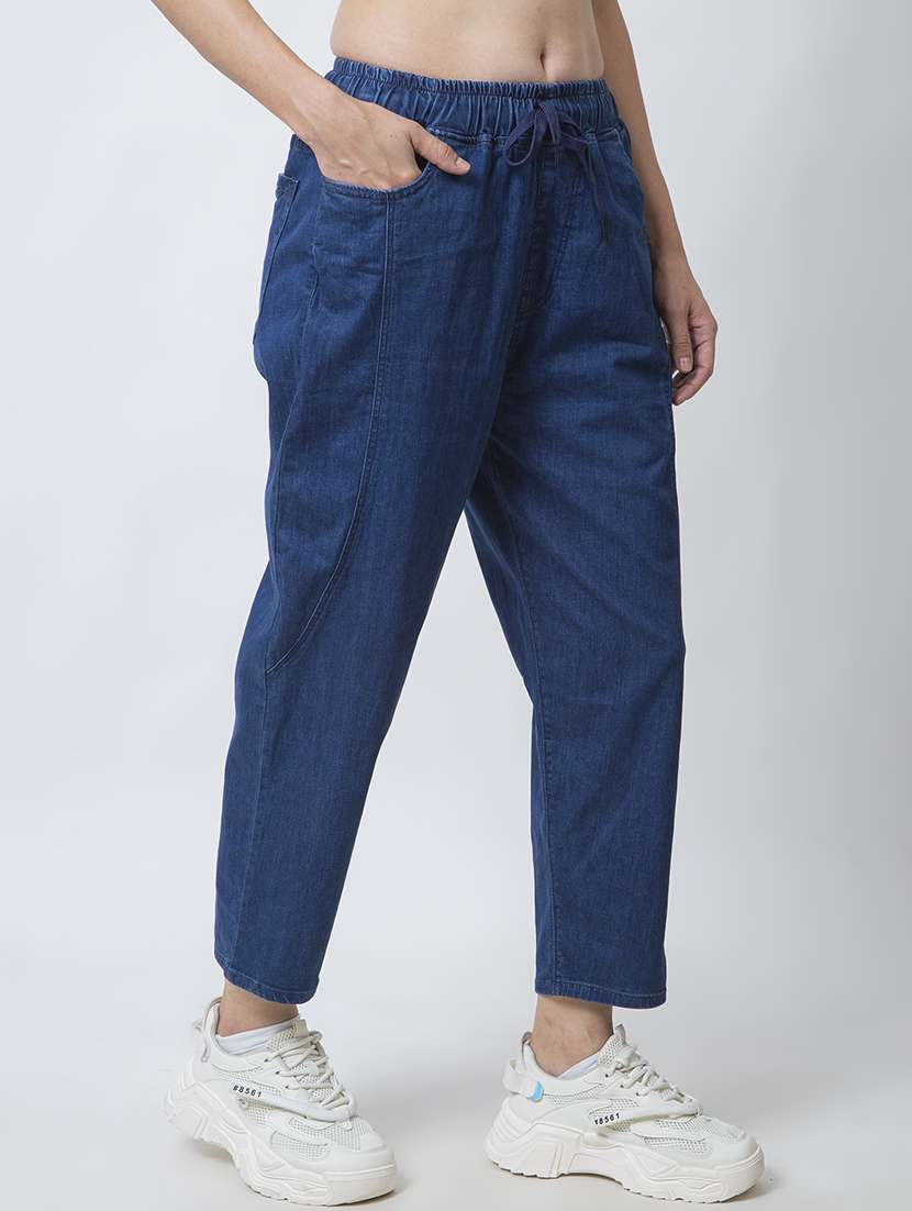 women blue cotton jeans