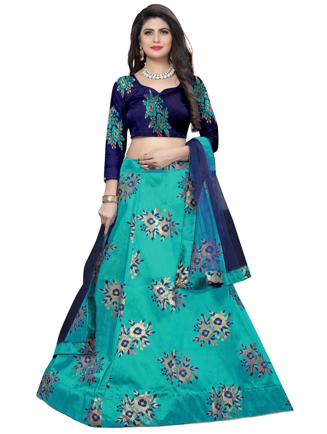 women semi-stitched lehenga choli with dupatta