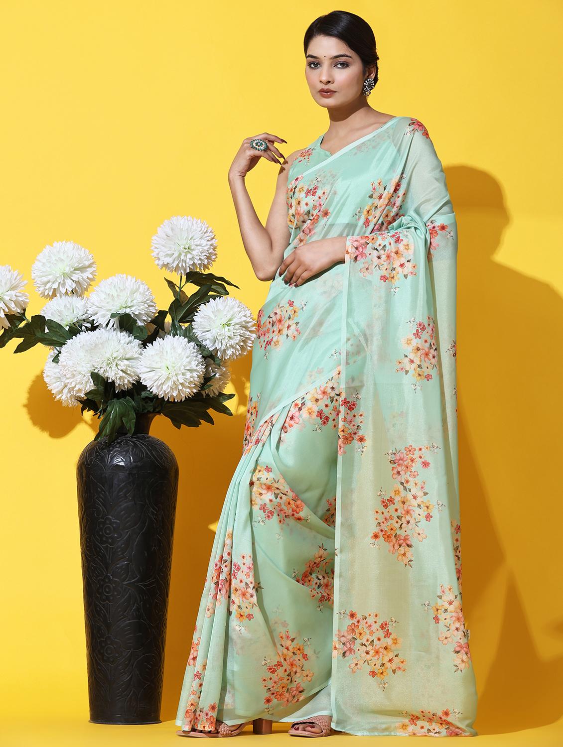 women floral printed saree with blouse - 21275784 - Standard Image - 1