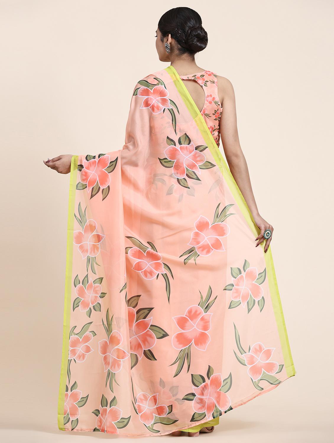 women floral printed saree with blouse - 21275793 -  Standard Image - 1
