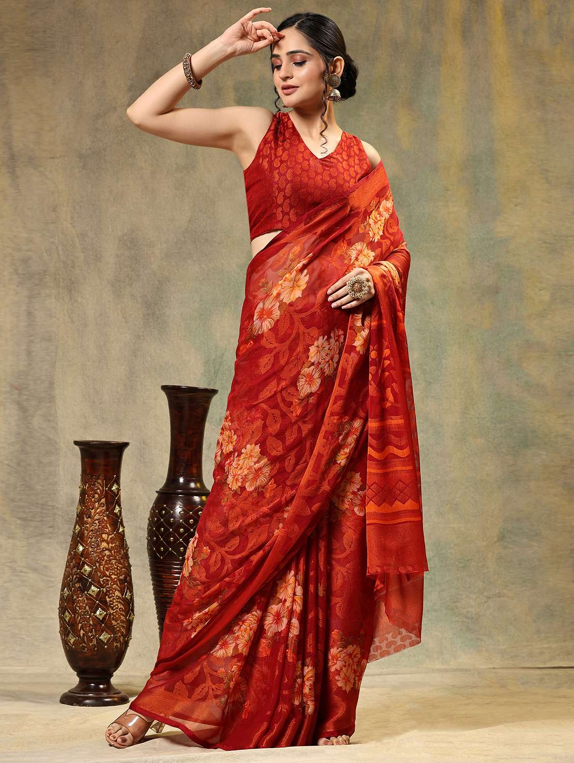 women self-designed handloom saree with blouse