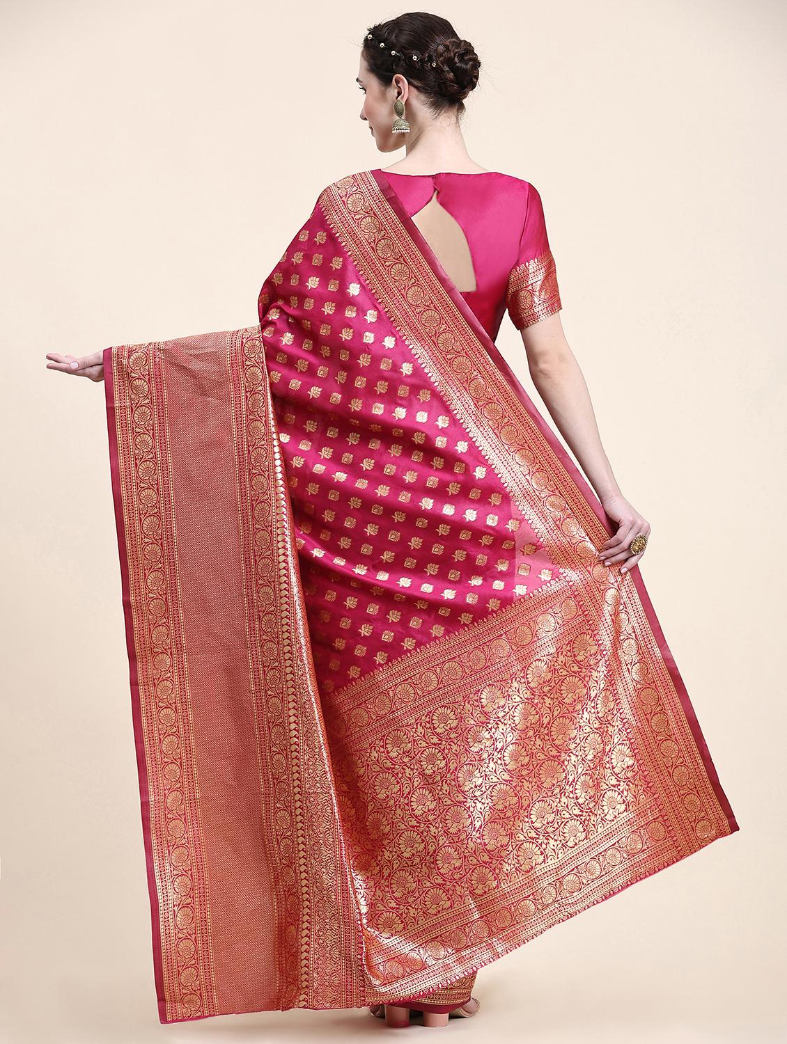 pink silk blend banarasi saree with blouse - 21275811 -  Standard Image - 1