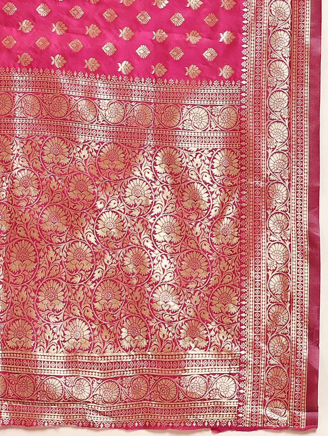pink silk blend banarasi saree with blouse - 21275811 - Standard Image - 4