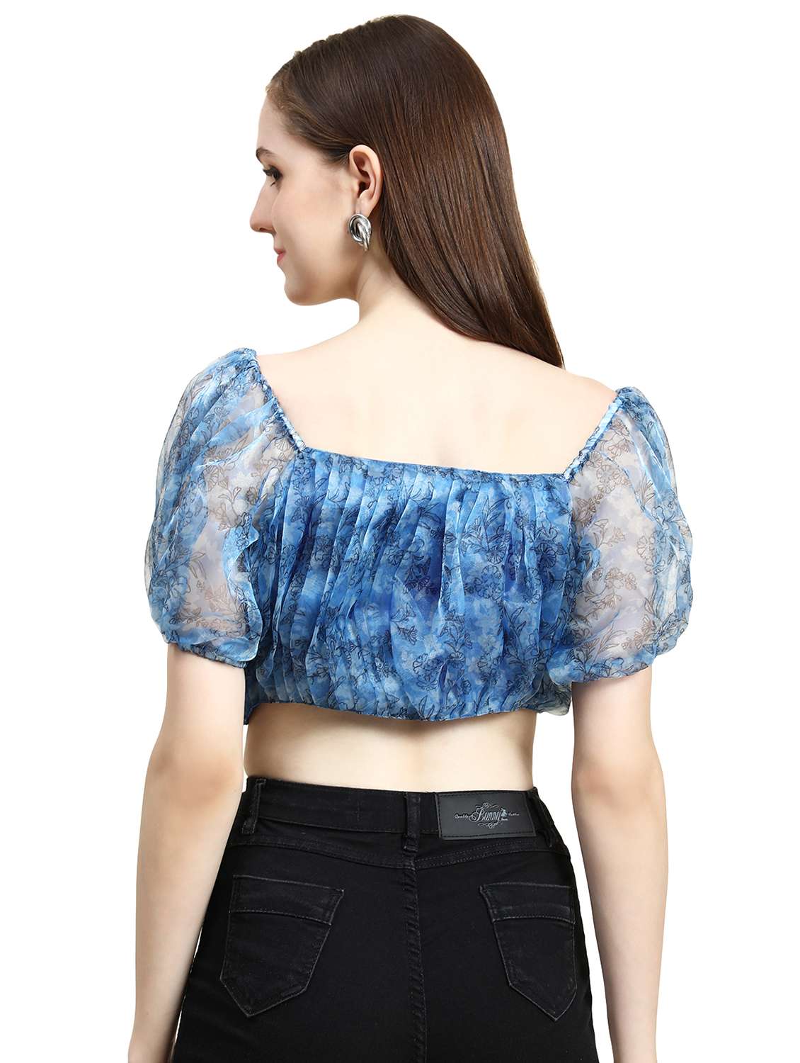 blue crepe blouson top - 21275946 - Standard Image - 1