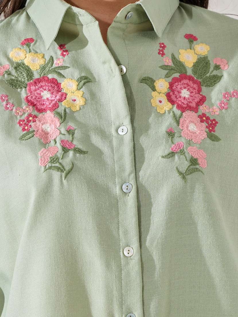 women green spread collar oversized shirt - 21275987 - Standard Image - 6